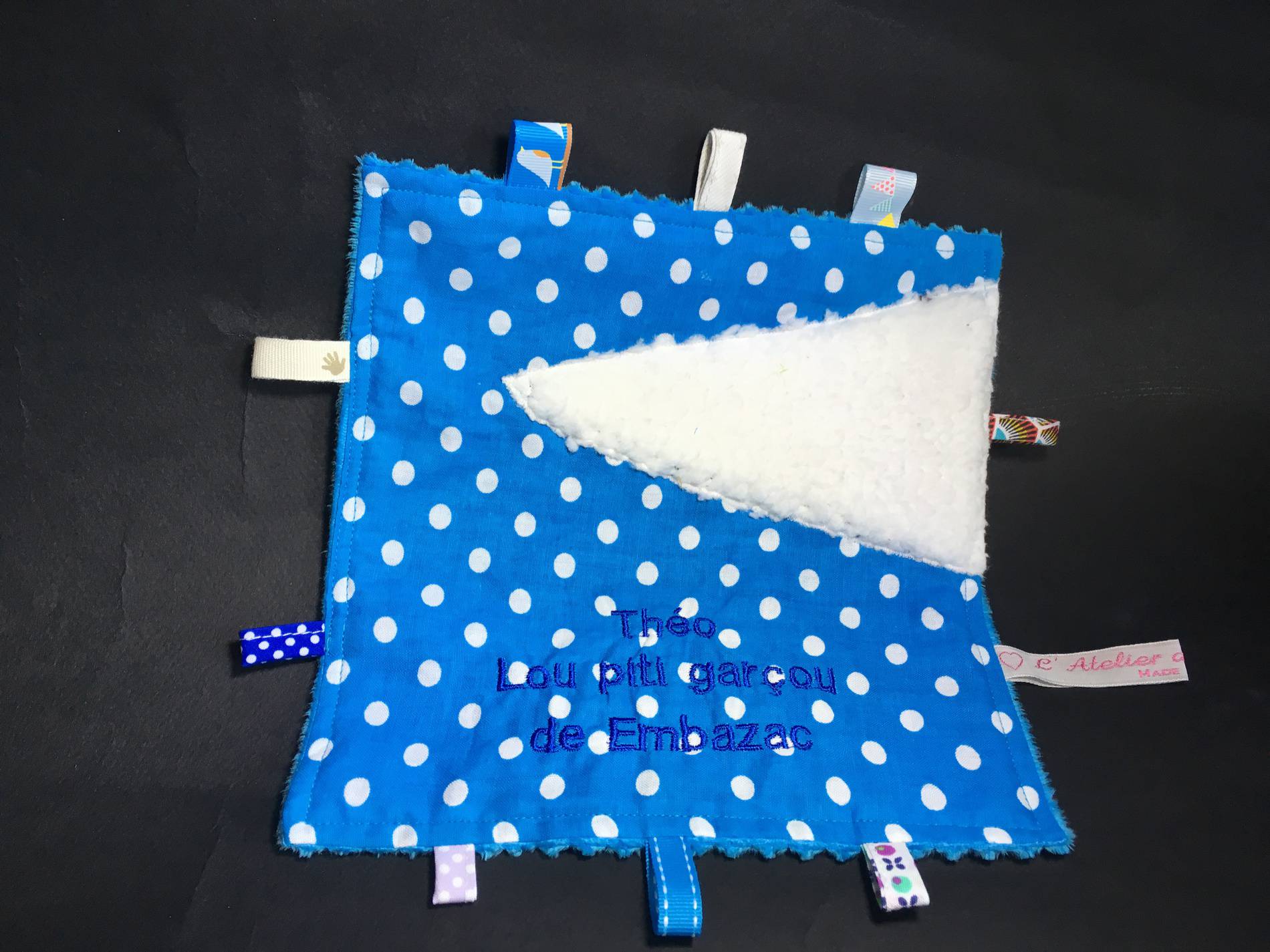 Doudou étiquettes personnalisé - Broderie + appliqué - Théo